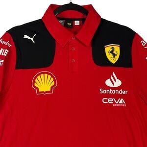 PUMA X Ferrari F1 Team Polo Shirt Mens Size Medium Red/Black Motorsport NEW!